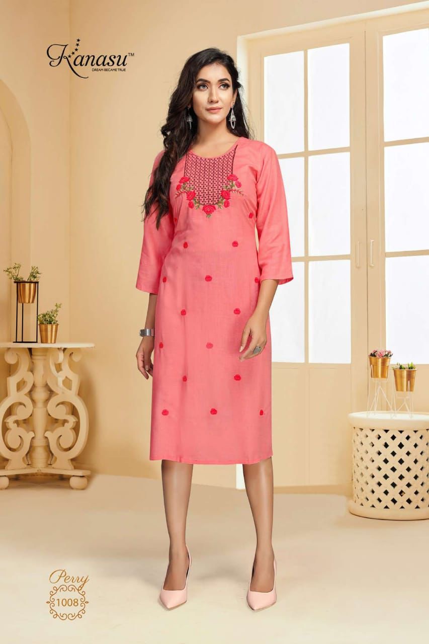 Kanasu Perry Classic Ethnic Wear Heavy Rayon Designer Kurti Collection